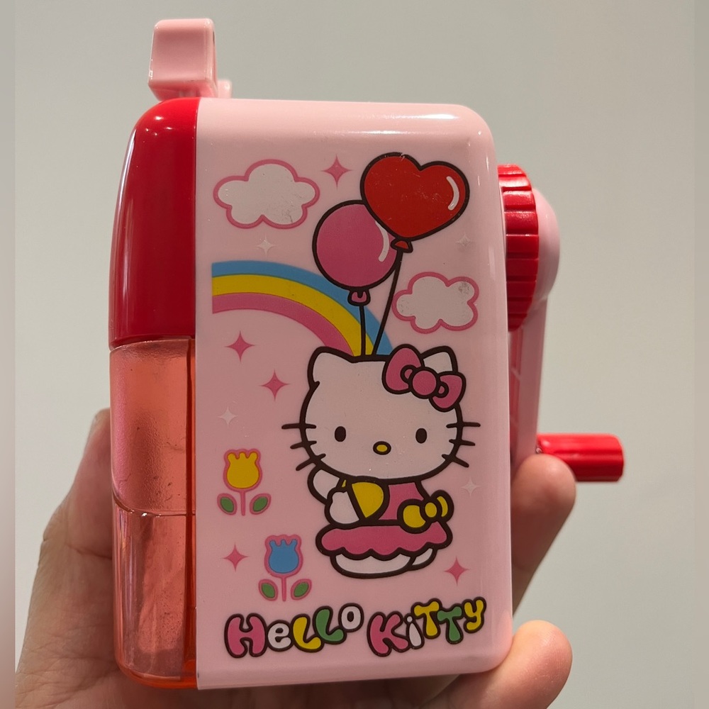 Sanrio Hello Kitty Pink Pencil Sharpener Y2K Vintage 2006 Rainbow Balloon Kawaii